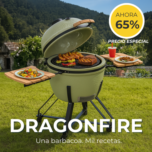 DragonFire 6600 Kamado Barbacoa de carbón cerámica 66cm con resistencia hasta 1000º